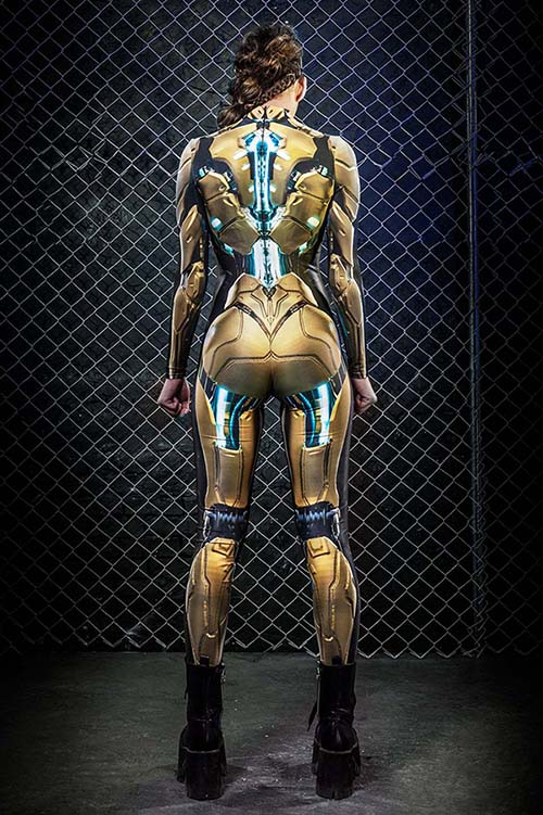 Halloween robot costume female sci-fi show bodysuit tights