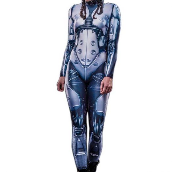 Halloween robot costume female sci-fi show bodysuit tights
