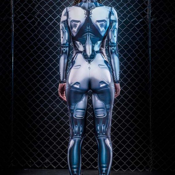 Halloween robot costume female sci-fi show bodysuit tights