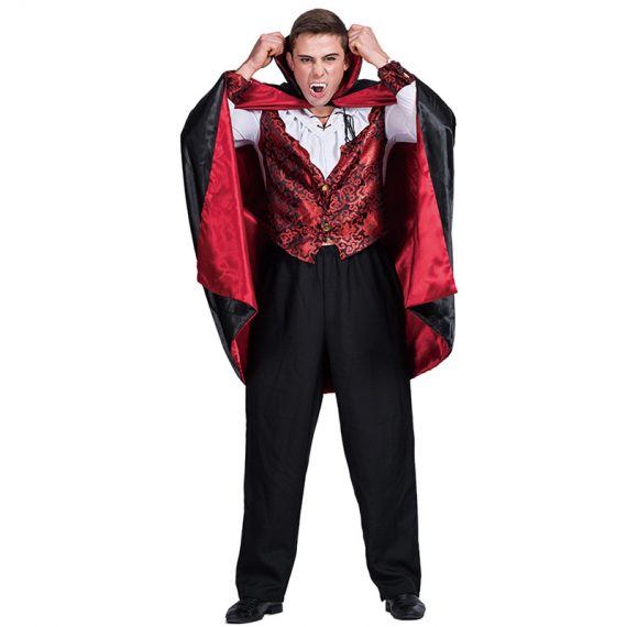 Halloween Adult Costume Vampire Cosplay Men's Coat and Cloak Set