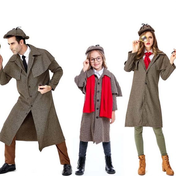 Halloween detective Sherlock Holmes cosplay unisex adults kids performance costume