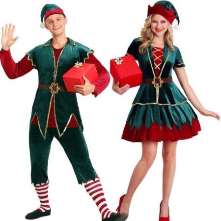 christmas elf outfit adult couple costume