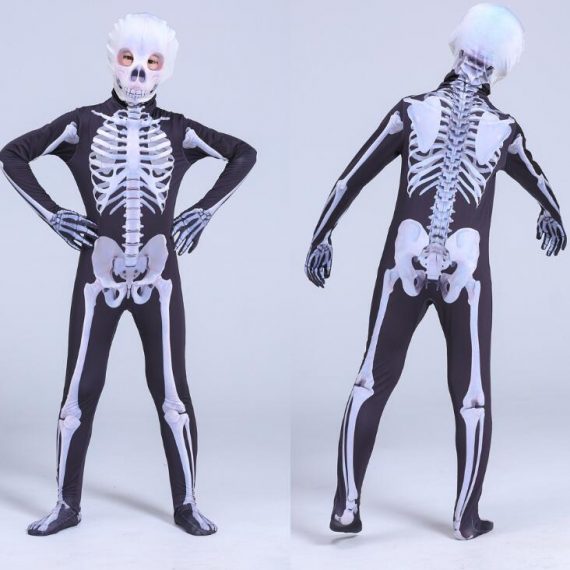 halloween adult kids cosplay costume skeleton bodysuit