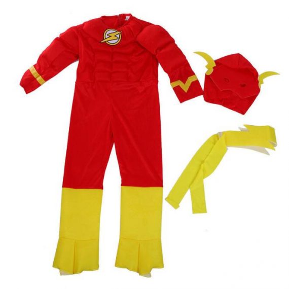 kids the flash costume superhero muscle cosplay jumpsuit