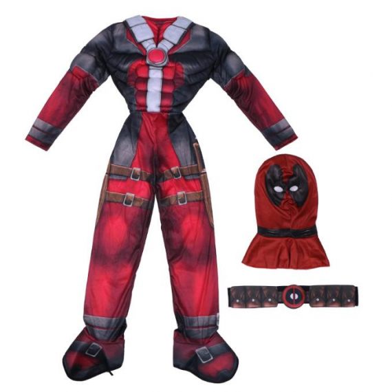 Deadpool Costume Kids Muscle Suit Superhero Cosplay Jumpsuit - Myanimec