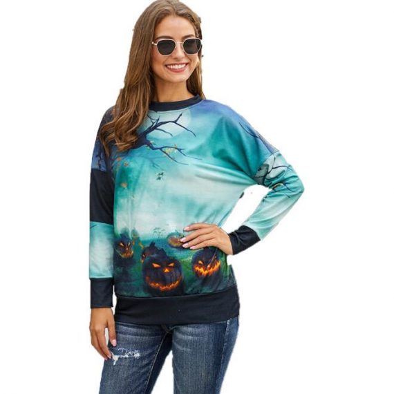 jack o lantern sweetshirt ladies loose hoodie