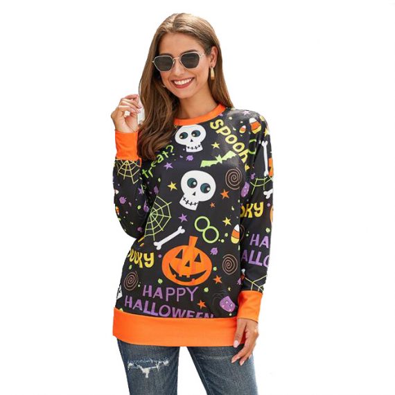 jack o lantern sweetshirt ladies loose hoodie