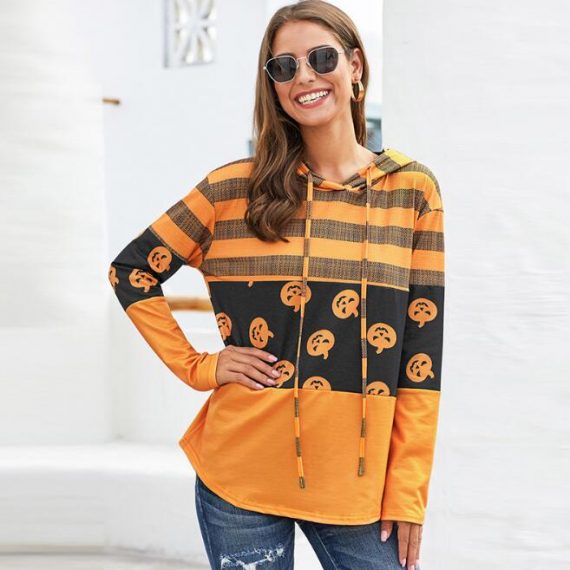 Halloween ladies hoodie jack o lantern loose sweetshirt