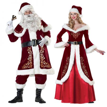 womens and mens couple costume christmas outfit santa suit