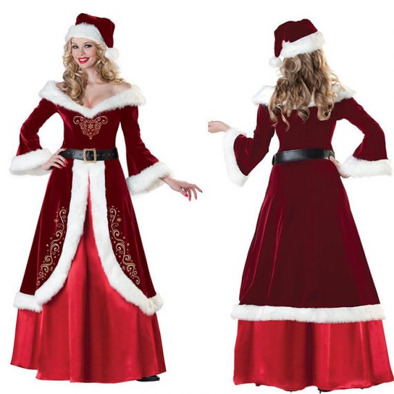 womens and mens couple costume christmas outfit santa suit