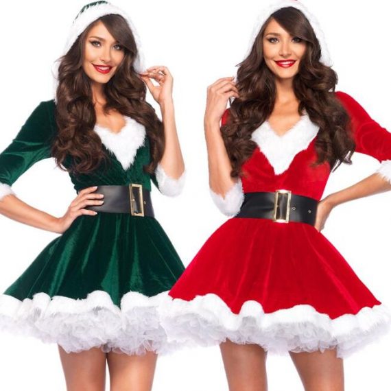 christmas dresses womens girls santa claus costume