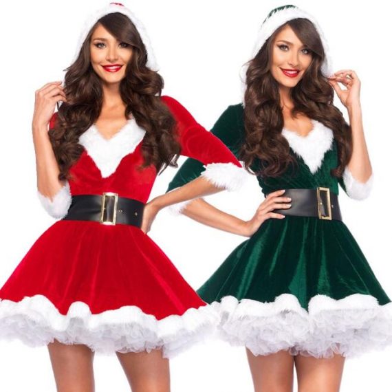 christmas dresses womens girls santa claus costume