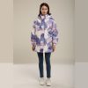 purple down jacket mid length winter women's jacket