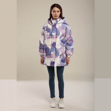 purple down jacket mid length winter women's jacket