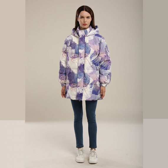 purple down jacket mid length winter women's jacket
