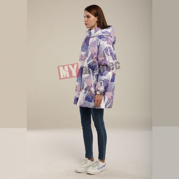 purple down jacket mid length winter women's jacket