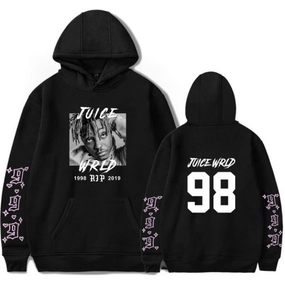 adult printing juice wrld sweatshirt black hoodie for men