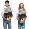 unisex adult cat hoodies 3d printing couple sweatshirt