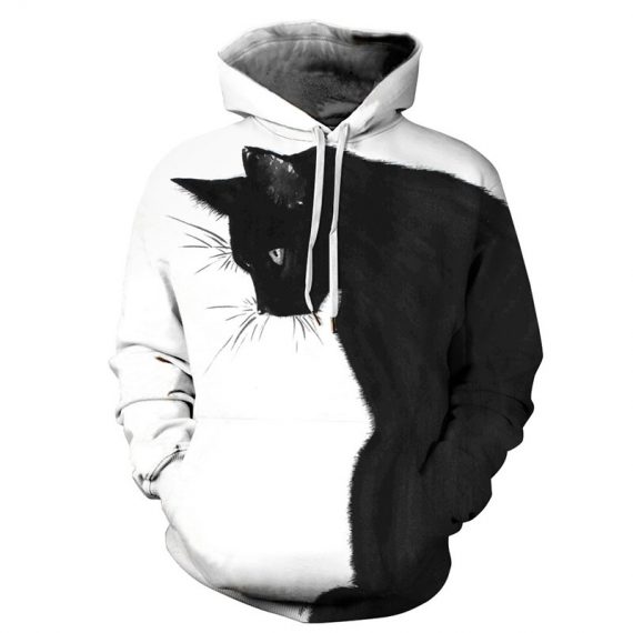 3D style couple sweatshirt pullover black cat hoodie