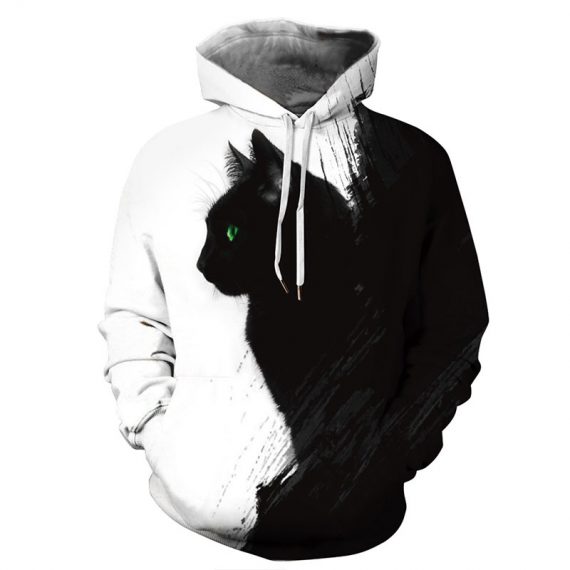 3D style couple sweatshirt pullover black cat hoodie