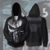 black adult zipper sweatshirt punisher skull hoodie