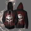 3D printing adult red and black punisher hoodies for men
