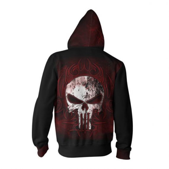3D printing adult red and black punisher hoodies for men
