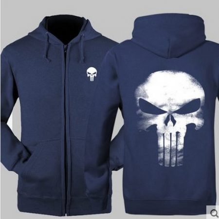 black punisher hoodie zipper sweatshir for men