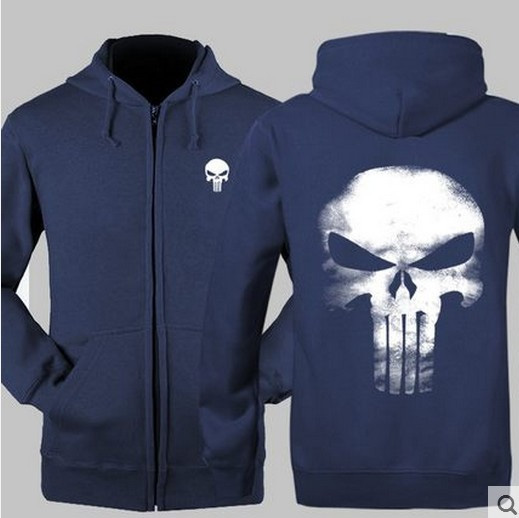 black punisher hoodie zipper sweatshir for men