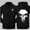 black punisher hoodie zipper sweatshir for men