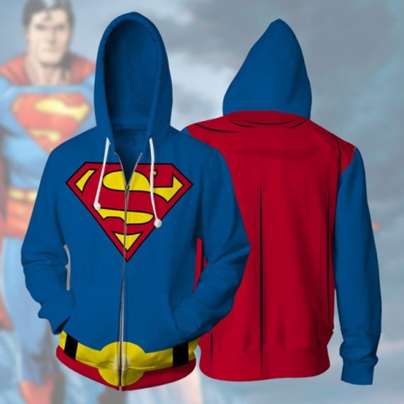 printing mens sweatshirt superman zip up hoodie