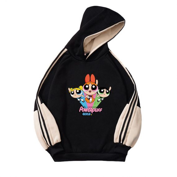 Puls size adult blue and black powerpuff girls hoodie