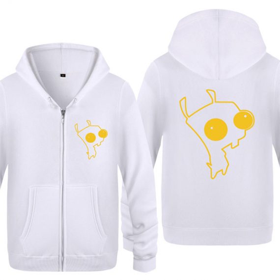 invader zim zip up hoodie white unisex gir sweatshirt