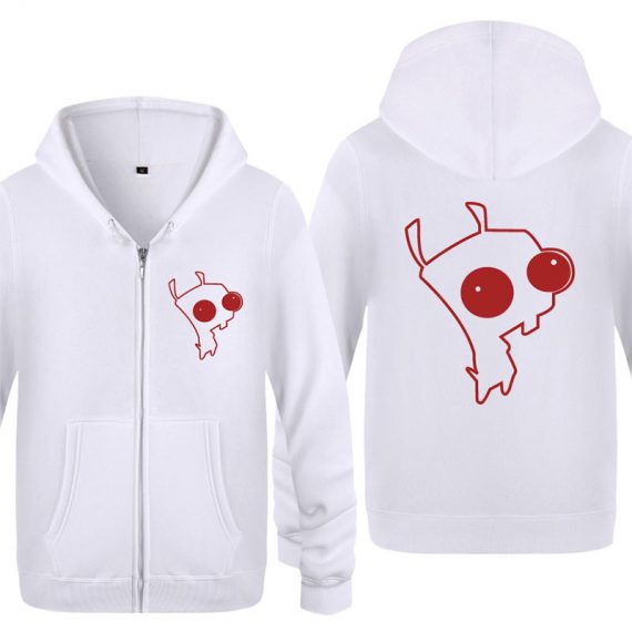 invader zim zip up hoodie white unisex gir sweatshirt