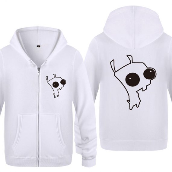 invader zim zip up hoodie white unisex gir sweatshirt