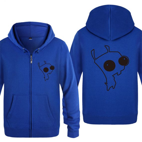 blue adult unisex gir hoodie invader zim zip up sweatshirt