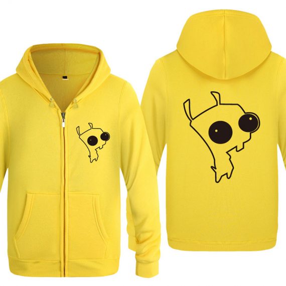 yellow adult unisex invader zim zip up gir hoodie