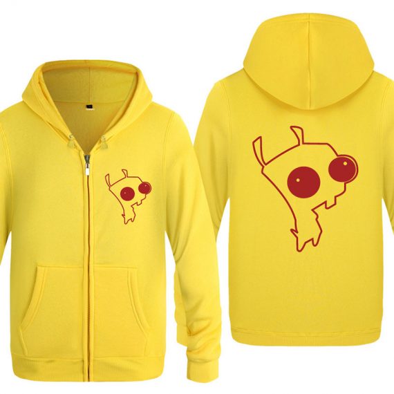yellow adult unisex invader zim zip up gir hoodie