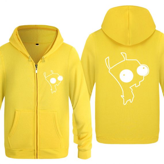 yellow adult unisex invader zim zip up gir hoodie
