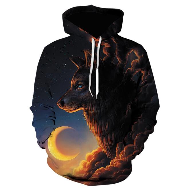 3D style galaxy wolf hoodie for men - MYanimec