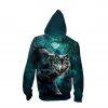 3D style adult wolf zip up hoodie mens sweatshirts