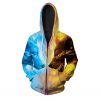 printing wolf zip up sweatshirt cool hoodies for men