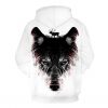 unisex wolf white sweatshirt pullover hoodie for men and women