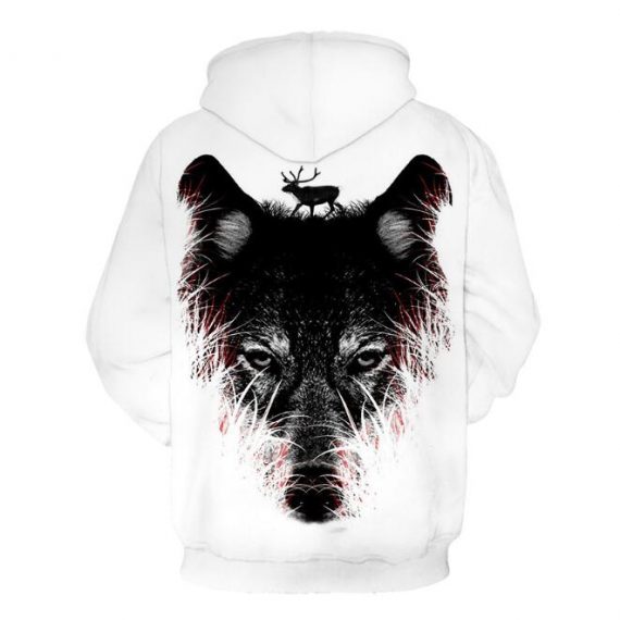 unisex wolf white sweatshirt pullover hoodie for men and women