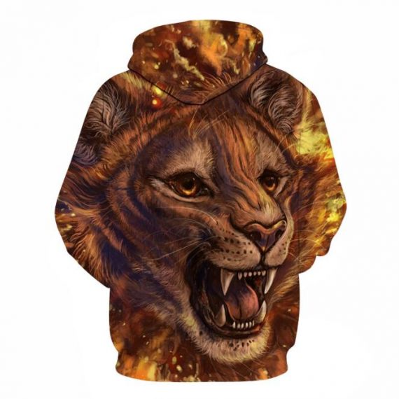 3D style print adult pullover hoodie tiger sweetshirt for men