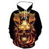 mens pullover 3D print tiger hoodie and skull sweatshirt