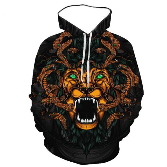 3D tiger print hoodie for men adult black pullover sweatshirt