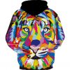 3D tiger print hoodie colorful sweatshirt for men and women
