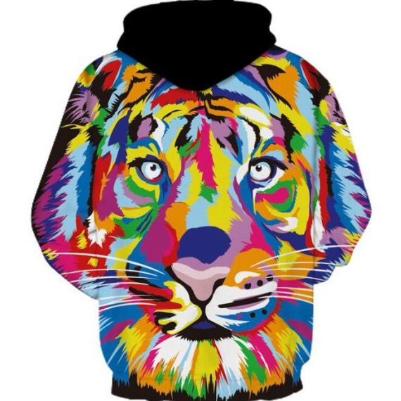 3D tiger print hoodie colorful sweatshirt for men and women