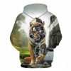 New design fashion tiger print adult unisex pullover hoodie